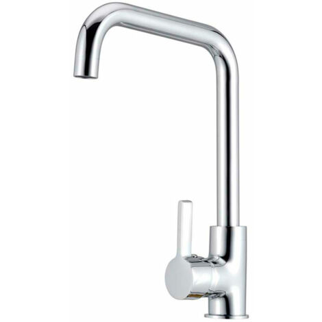 Rubinetto cucina monocomando con bocca alta, argento lucido, serie Zeta