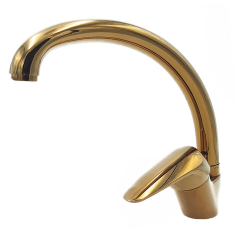 Rubinetto Cucina Oro Lucido Girevole Miscelatore Monocomando Lavello JH-7185G