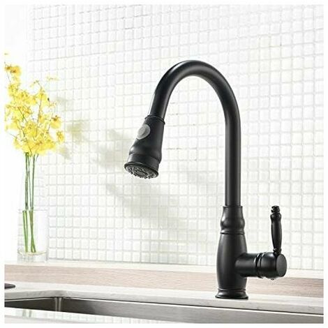 Rubinetto cucina per lavello Rubinetto cucina con doccetta estraibile Miscelatore monocomando, nero
