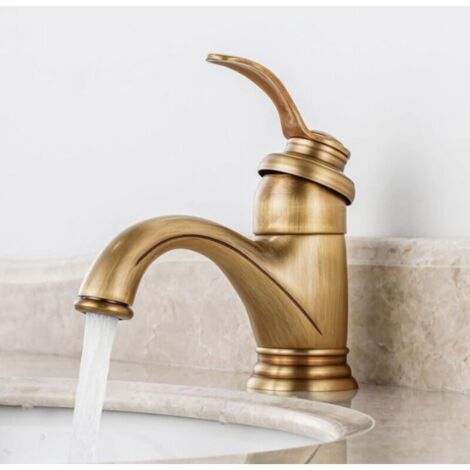 Rubinetto da bagno antico, miscelatore per lavabo retrò, rubinetto da bagno nostalgico in ottone spazzolato