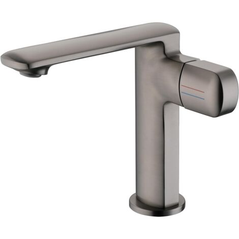 Rubinetto da bagno grigio, acqua calda e fredda regolabile, rubinetto per lavabo