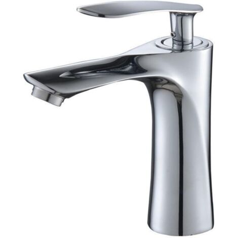 Rubinetto da bagno in ottone, miscelatore per acqua calda e fredda, eleganti accessori per il bagno, rubinetto monocomando cromato per lavabo