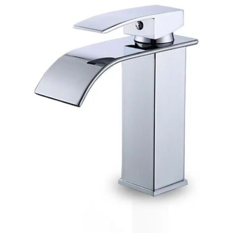 Rubinetto da bagno moderno a cascata, miscelatore per lavabo dal design elegante, miscelatore in ottone per acqua calda e fredda, rubinetto cromato
