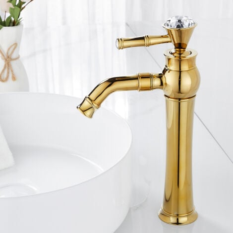 PETITES ECREVISSES Rubinetto da Bagno Moderno Miscelatore Monocomando Alto per Lavabo Regolabile Acqua Calda e Fredda Oro