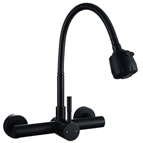 Rubinetto da cucina a parete in acciaio inox - nero