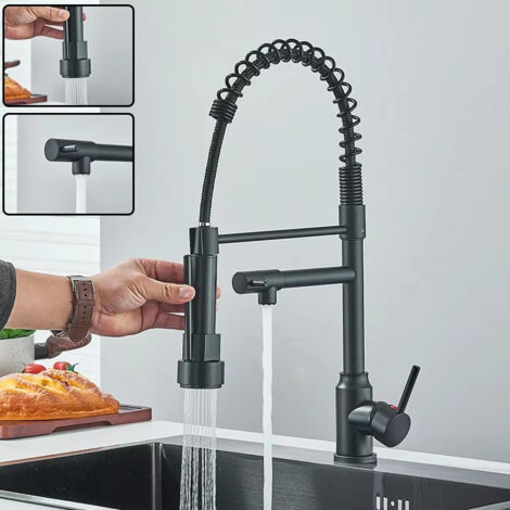 Rubinetto da cucina BOMCLAP 1, bocca alta, doccetta estraibile, girevole a 360°, funzione di prelavaggio, miscelatore acqua calda/fredda