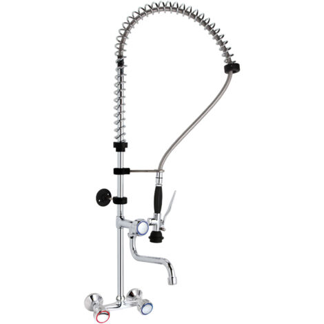 Rubinetto da cucina con bocca e doccetta per montaggio a parete, altezza 101 cm - Hendi 810293