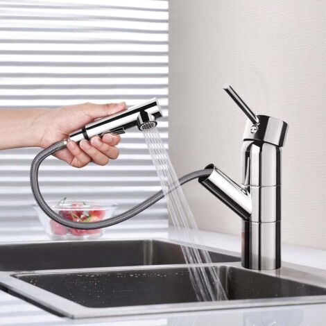 Rubinetto da cucina con doccetta estraibile, girevole a 360°, 2 modalità, miscelatore in acciaio inox, DBKF03KY