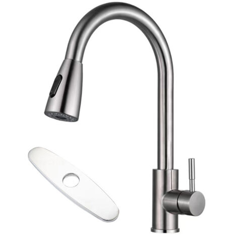 Rubinetto da cucina con doccetta estraibile, montaggio su piano a foro singolo, rubinetto monocomando per lavello da cucina in acciaio inox.