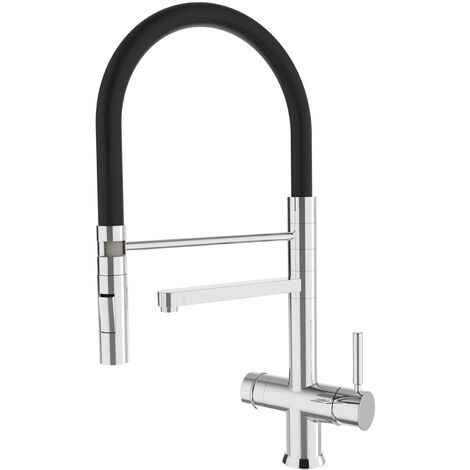 Rubinetto da cucina con Doccetta in gomma Shurity 360 3 vie 3/8” Cromo/Nero