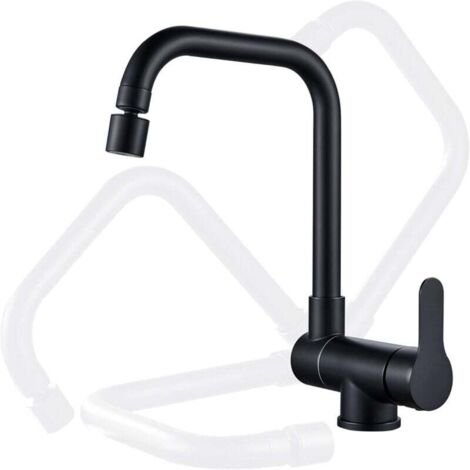 Rubinetto da cucina con finestra frontale girevole a 360°, 2 modalità di spruzzo, rubinetto per lavello pieghevole a leva singola (nero)
