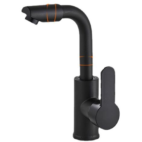 Rubinetto da cucina con spruzzatore a 3 funzioni, rubinetto per cucina o bagno, rubinetto per lavabo nero girevole a 360°