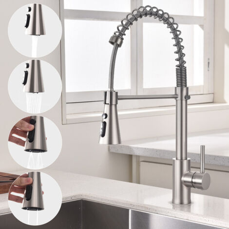Rubinetto da cucina estraibile 360° girevole con miscelatore ad alta pressione, doccetta multifunzione, miscelatore lavello moderno per cucina