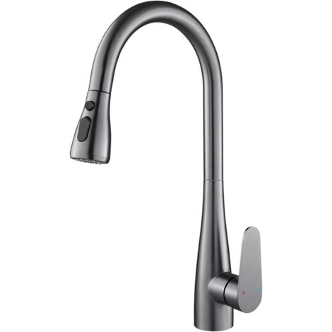 Rubinetto da cucina estraibile e girevole per acqua calda e fredda.