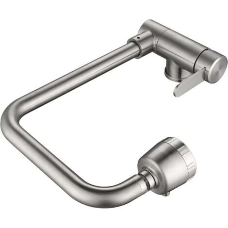 Rubinetto da cucina estraibile SJQKA, rubinetto da cucina sottotop con 2 spruzzatori, rubinetto per lavello girevole a 360° in acciaio inossidabile 304 (nichel spazzolato)