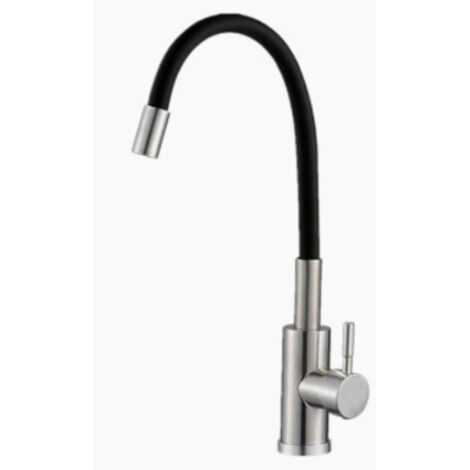 Rubinetto da cucina flessibile ad alta pressione, miscelatore da cucina girevole a 360°, nero, miscelatore monocomando, tubo flessibile da 60 cm