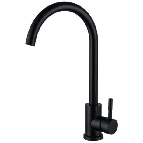 Rubinetto da cucina girevole a 360° (nero opaco) - Miscelatore monocomando in acciaio inox con beccuccio girevole a 360°