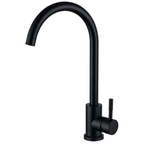 Rubinetto da cucina girevole a 360° (nero opaco) - Miscelatore monocomando in acciaio inox con beccuccio girevole a 360°