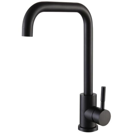 Rubinetto da cucina girevole a sette caratteri in acciaio inossidabile 304, semplice, fresco ed elegante, nero, con funzionamento durevole