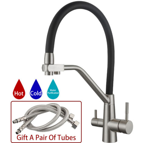 Rubinetto da cucina in acciaio inox con purificatore d'acqua 3 in 1 (acqua calda e fredda).