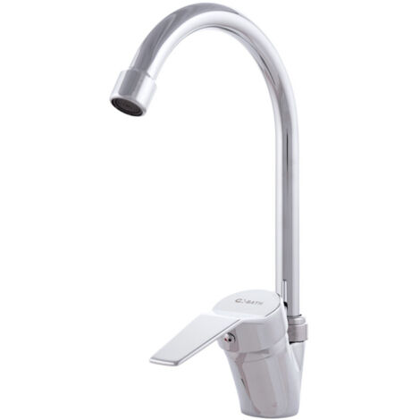 Rubinetto da cucina in ottone / zinco, cromato, acqua calda e fredda, tubi flessibili, beccuccio alto, maniglia singola [QLI-FA- (QLI-FA-8704)
