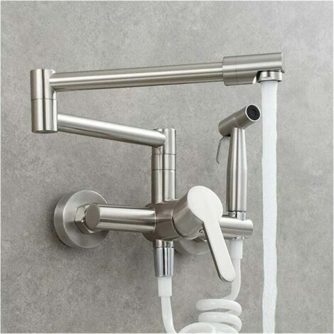 Rubinetto da cucina in rame, rubinetto da cucina pieghevole e allungato, rubinetto da cucina girevole universale per lavabo caldo e freddo, rubinetto da balcone girevoleA