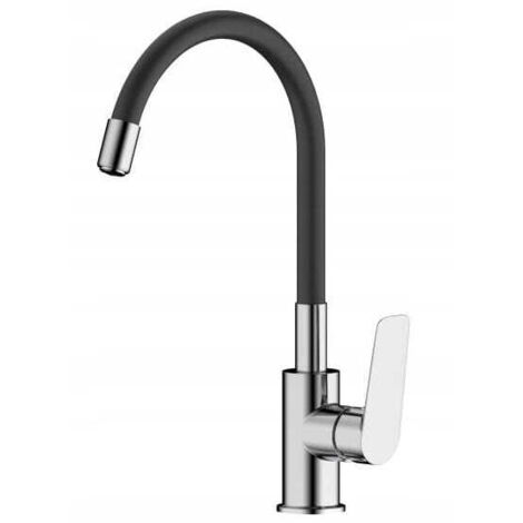 Rubinetto da cucina indipendente con bocca curva, cromo nero, Elba