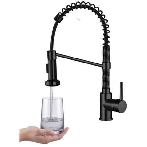 Rubinetto da cucina Loco Black con molla, in appoggio, Kuchinox