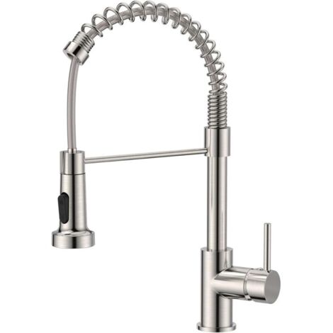 Rubinetto da cucina, miscelatore con doccetta estraibile girevole a 360°, doccetta ad arco alto per lavello, 2 modalità, acciaio inox