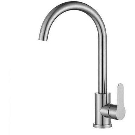 Rubinetto da cucina monocomando in acciaio inox 304, miscelatore acqua calda/fredda, girevole, senza piombo.