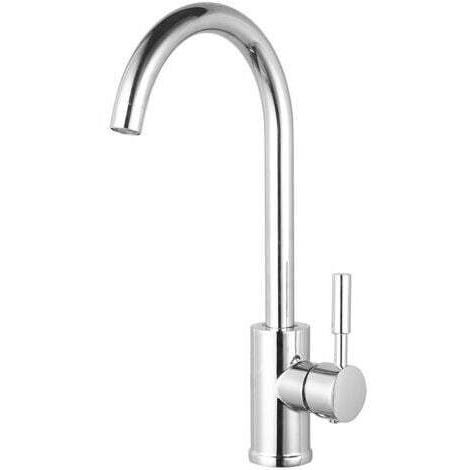 Rubinetto da cucina per acqua calda e fredda, realizzato interamente in rame cromato.