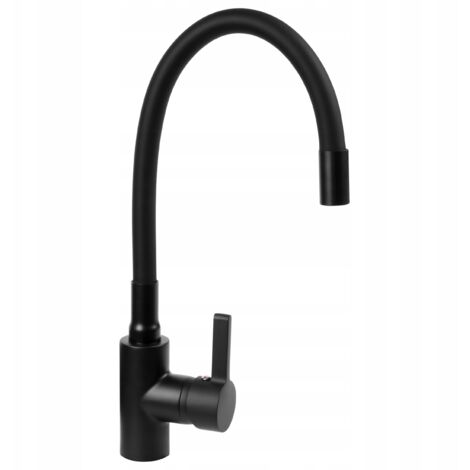 RUBINETTO DA CUCINA PER LAVELLO CON BOCCA FLESSIBILE MOBILE NERO