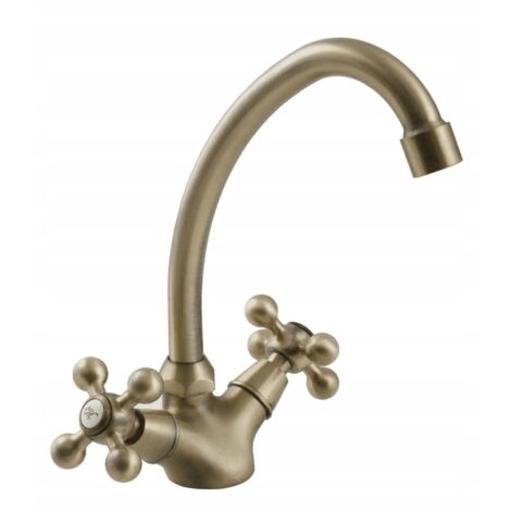 Rubinetto da cucina retrò in ottone anticato Stilo