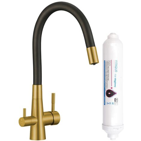 Rubinetto da cucina RIVECO Laveo con beccuccio flessibile e filtro Amii Gold