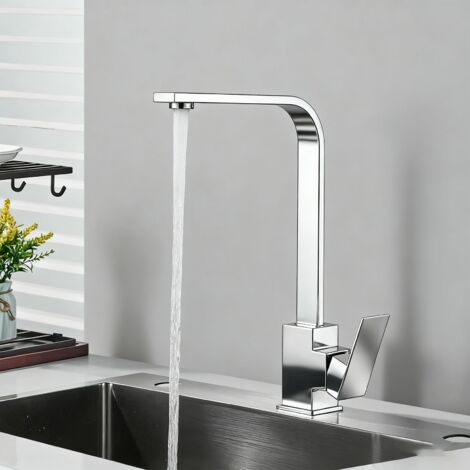 ONYZPILY Rubinetto da cucina Spazzolato,Miscelatore da cucina,a forma di L, con beccuccio alto,rubinetto per lavello con attacco G3/8, acciaio inossidabile