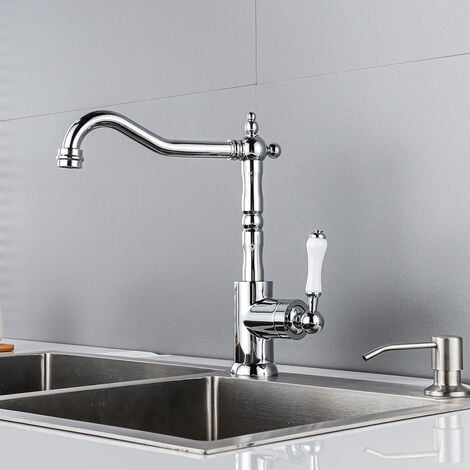 PETITES ECREVISSES Rubinetto da Cucina Vintage Miscelatore Monocomando per Lavello Fredda e Calda Rubinetto Bagno Lavabo Girevole a 360° Cromo