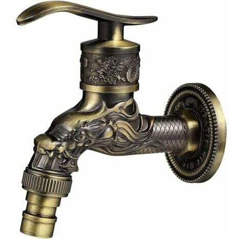 Rubinetto da esterno Aiperq Tigrezy, rubinetto da giardino in ottone anticato, rubinetto da parete vintage, rubinetto da cucina in rame anticato, bagno, giardino, bronzo, 10,5 x 10,8 x 7,3 cm