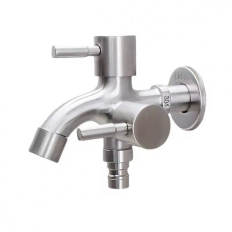 Rubinetto da giardino doppio, rubinetto per lavatrice, rubinetto antigelo, rubinetto a doppia uscita con uscita da 1/2", rubinetto da esterno, per giardino, esterno, cucina, bagno, lavatrice, balcone