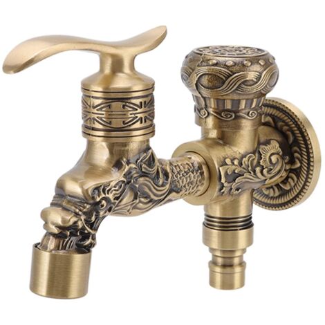 Rubinetto da giardino Haofy per esterni, rubinetto per lavabo in rame retrò G1/2, montaggio a parete, miscelatore decorativo per lavello, rubinetto classico dorato, 1 foro