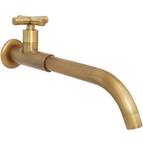 Rubinetto da giardino lungo in ottone anticato, girevole a 360°, ideale per cucina, lavello, piscina, lavabo.