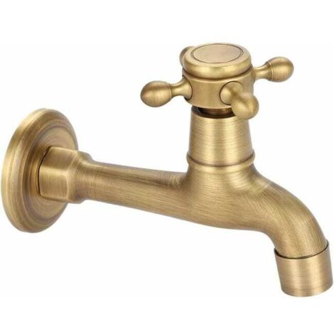 Rubinetto da giardino vintage in ottone massiccio con montaggio a parete, filettatura G1/2, per lavello da cucina, lavabo da piscina