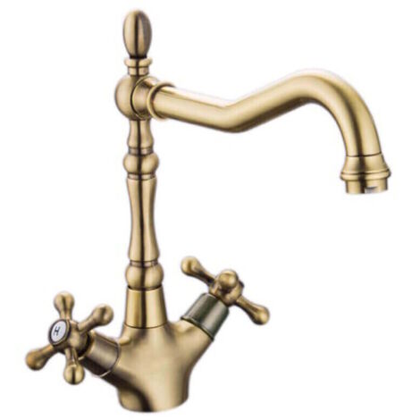 Rubinetto Da Lavello Per Cucina In Stile Epoca Bronzo Con Manopole Ole England
