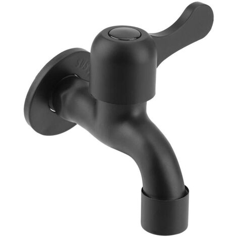 Rubinetto da parete in stile europeo, nero, in acciaio inox 304, con apertura rapida, per giardino e bagno (per piscina)