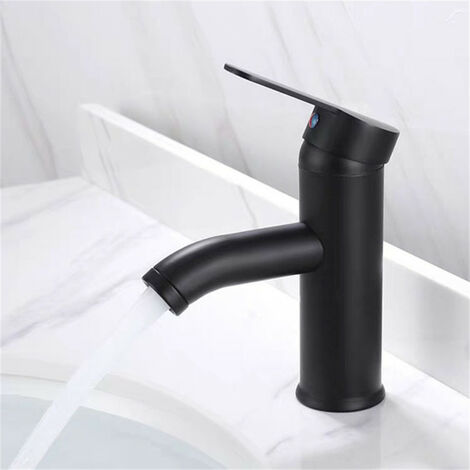 Rubinetto del bagno, rubinetto del lavabo, rubinetto di alta qualità, rubinetto del bagno, resistente all'usura, adatto per un diametro interno da 32 mm a 42 mm, nero, corto, 165 mm