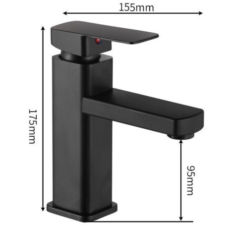 FORTUNEVILLE Rubinetto del bagno Rubinetto per lavabo disponibile con acqua calda-fredda Rubinetto per lavaggio a mano estraibile con superficie in rame durevole nero Comodo da pulire o sostituire.