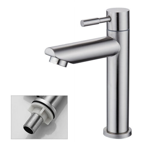 DK Rubinetto del bagno Solo acqua fredda Rubinetto per lavandino Resistente superficie in rame cromato Rubinetto per lavaggio a mano Cartuccia aeratore rimovibile Comodo per la pulizia o la sostituzione