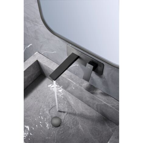 Rubinetto del lavabo con monocomando Modello PISA Colore nero rifinito in metallo nero canna di fucile [IMEX®]
