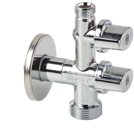 ECOLANDS Rubinetto di arresto doppio a 1/4 di giro per lavatrice - sfera anti-calcare Vitaq 1/2 x 3/4 x 3/8