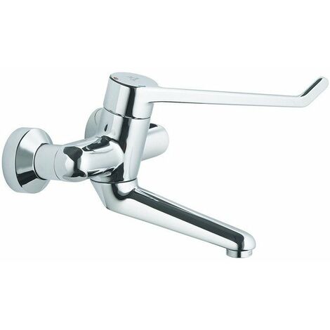 Rubinetto di sicurezza a parete per lavabo CERAPLUS 230mm monocomando leva 230mm n. Connessioni bloccabili