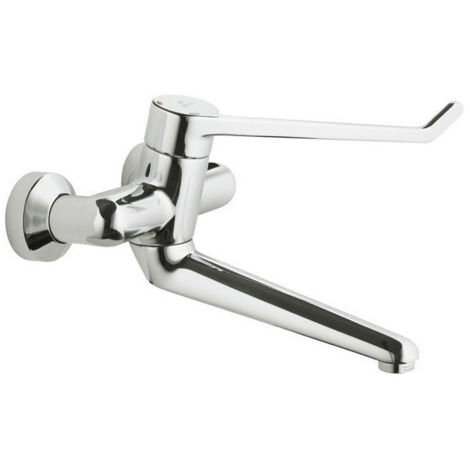 Rubinetto di sicurezza a parete per lavabo CERAPLUS 280mm monocomando leva 230mm n. Connessioni bloccabili